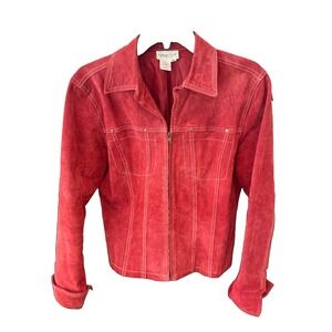 Coldwater Creek Rust Fall Suede Leather Jacket Sz M City Office‎ Career Business